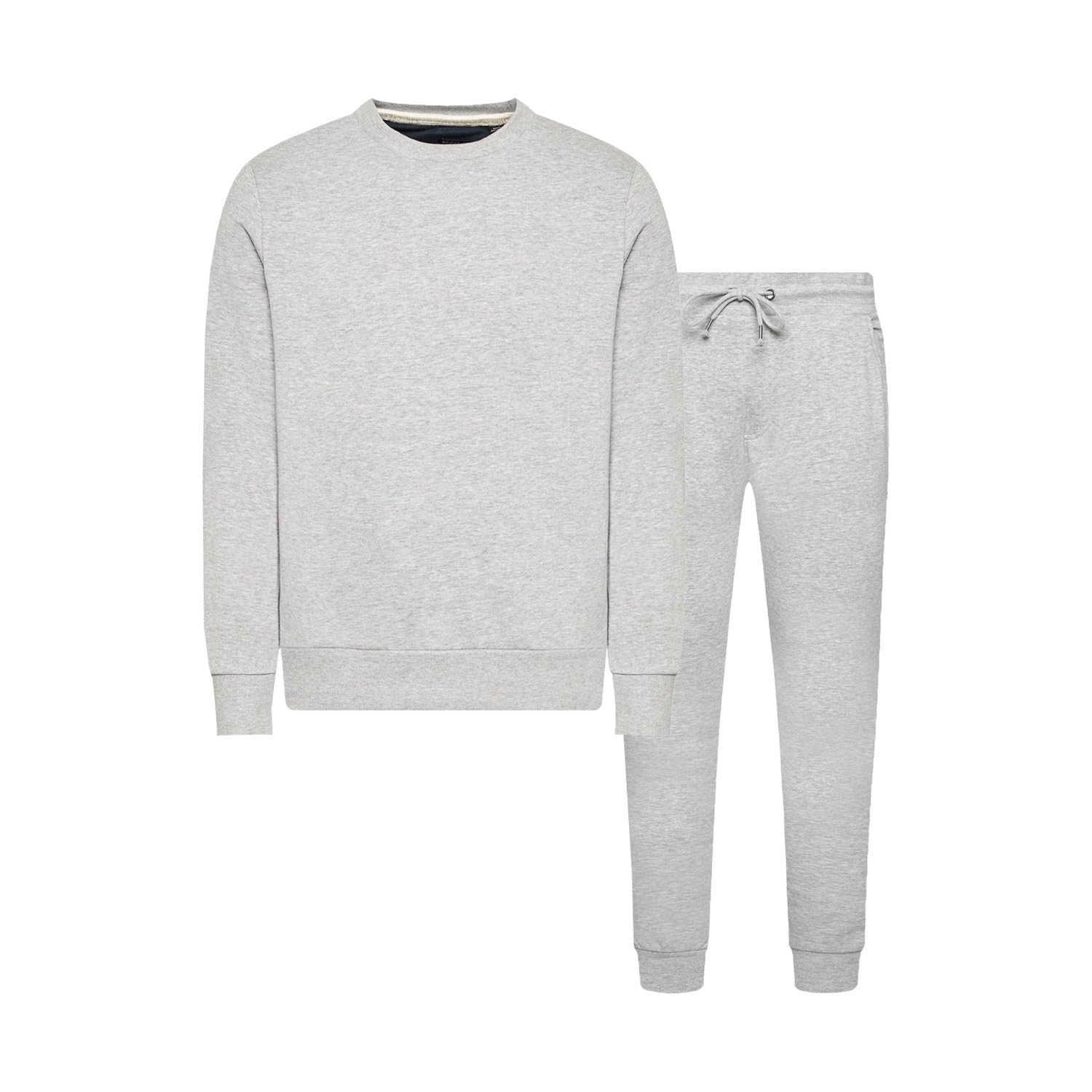 BRAVE SOUL Blank Tracksuit Sweatshirt & Joggers Set-Light Grey-Small
