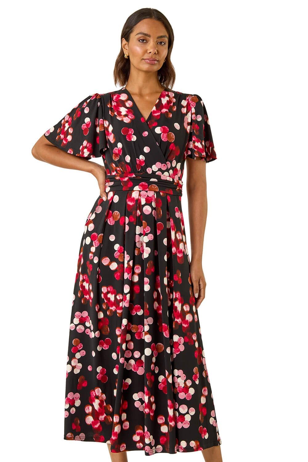 Roman Women's Multi Spot Print Wrap Midi Dress Size 18
