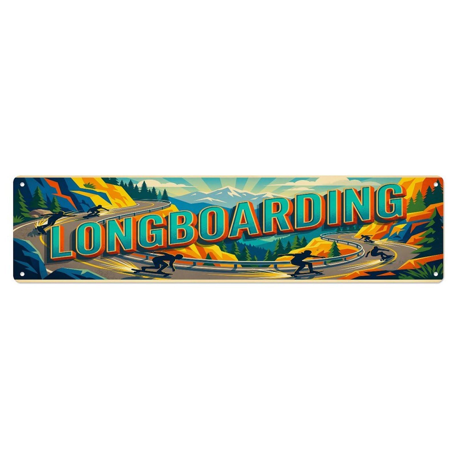 Cmhok Vintage Style Vintage Longboarding Outdoor Activity Sports Metal Tin Sign Wall Decor For Cafe, Club, Garden Metal Poster 4X16inch
