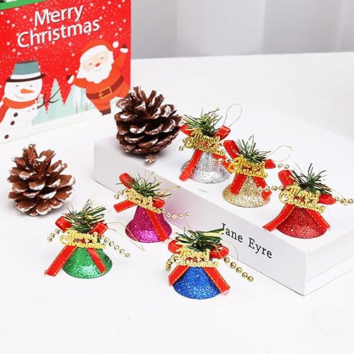 Miniatura 2 de BESTOYARD 12 colgantes de campana de árbol de Navidad, decoraciones colgantes de Navidad, suministros de fiesta de Navidad, adornos de campana de