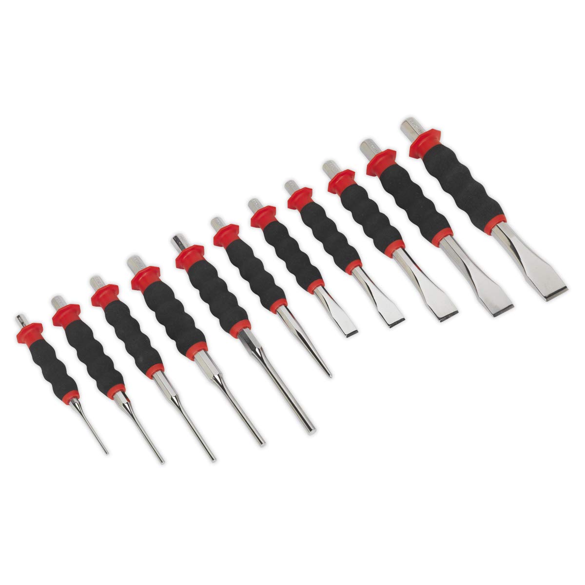 Sealey 11 Piece Soft Grip Punch and Chisel Set
