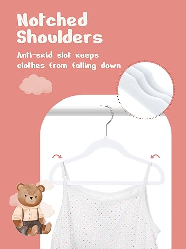 Miniatura 3 de HOUSE DAY Perchas para ropa infantil de 11 pulgadas, color blanco, 50 unidades