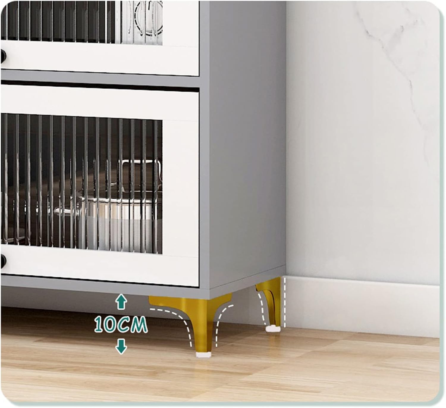 Aparadores para Comedor Sideboard Modern Minimalist Shelf Floor Multi-Layer Shelf Tableware Locker Kitchen Microwave Oven Locker (White) Bufetera(A)