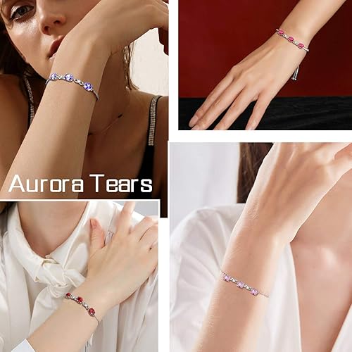 Miniatura 2 de Aurora Tears 925 Sterling Silver 12 Birthstones NecklaceEarringRingBracelet Women Birthstone Pendant Crystal Fashion Birthday Jewelry Christmas Gift