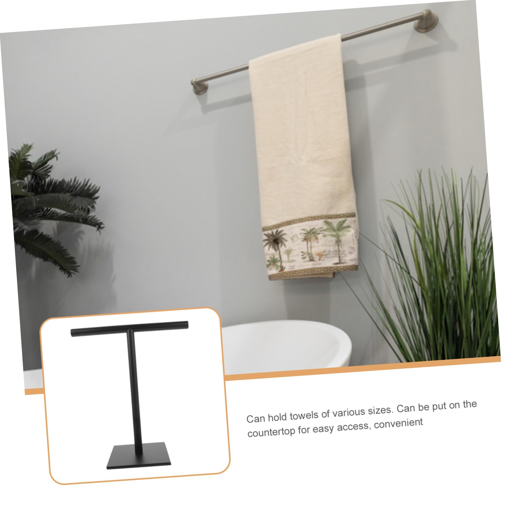 TOYANDONA Toallero de Mano de Acero Inoxidable Negro, Soporte Vertical Compacto para Toallas, Base Estable Antideslizante, Organizador para Baño y Cocina,