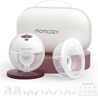 Momcozy M5 - Extractor de leche portátil de manos libres, cómoda brida con doble sellado, 3 modos y 9 niveles de succión, bomba eléctrica portátil, 0.95 pulgadas, paquete de 2, rojo acogedor