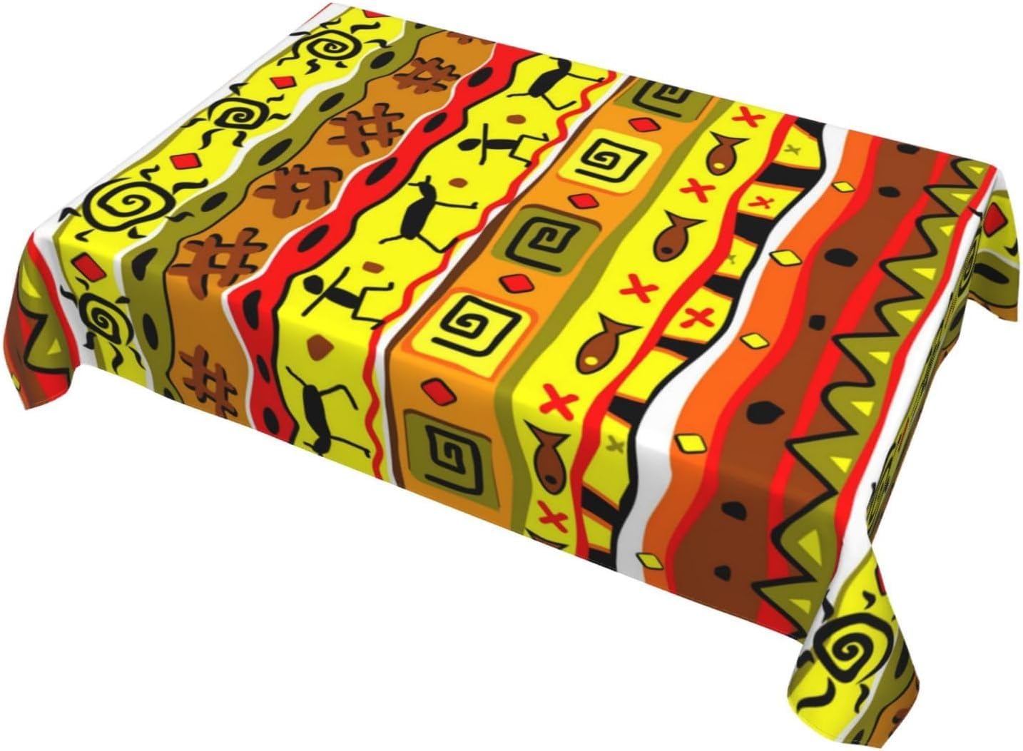 Tovaglia Antimacchia 300x140 cm Rettangolare Africa Tovaglie Impermeabile 3 Metri Copritavolo Poliestere Protezione Tavolo Tradizioni Tribali Africane, per Feste (12-14 Posti) a-5298