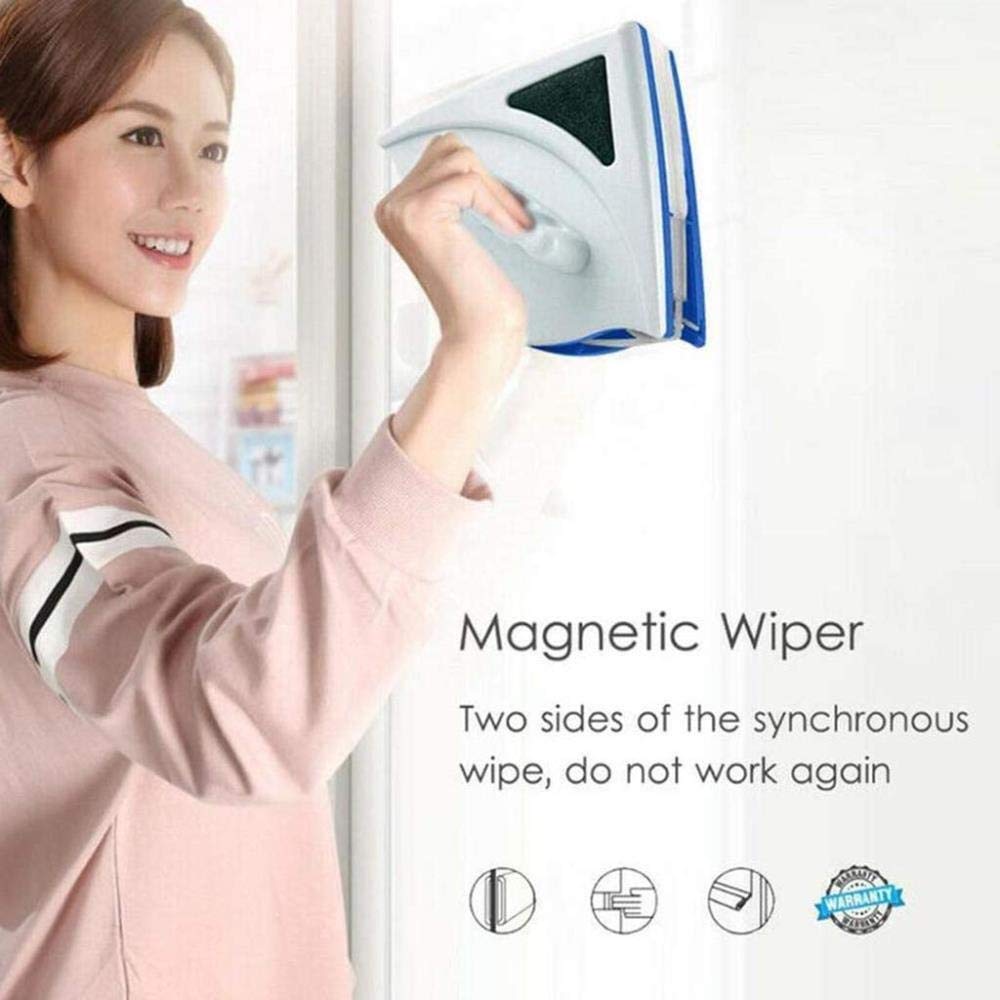 Limpiador de ventanas magnéticas, herramienta de limpieza de ventanas, limpiador de ventanas magnéticas de doble cara, limpiador de doble cara de ventana con 2 largas cuerdas anti-caídas for altas