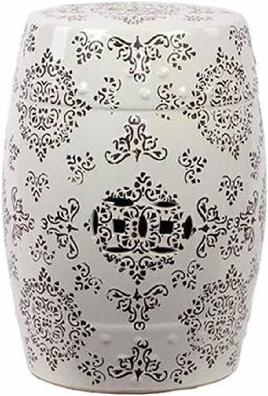 Decorative Garden stools, Patterned Ceramic Embroidered Piers, Sitting Pier Garden Stools, Balcony Outdoor Stools, Home Furnishing Supplies.(White)