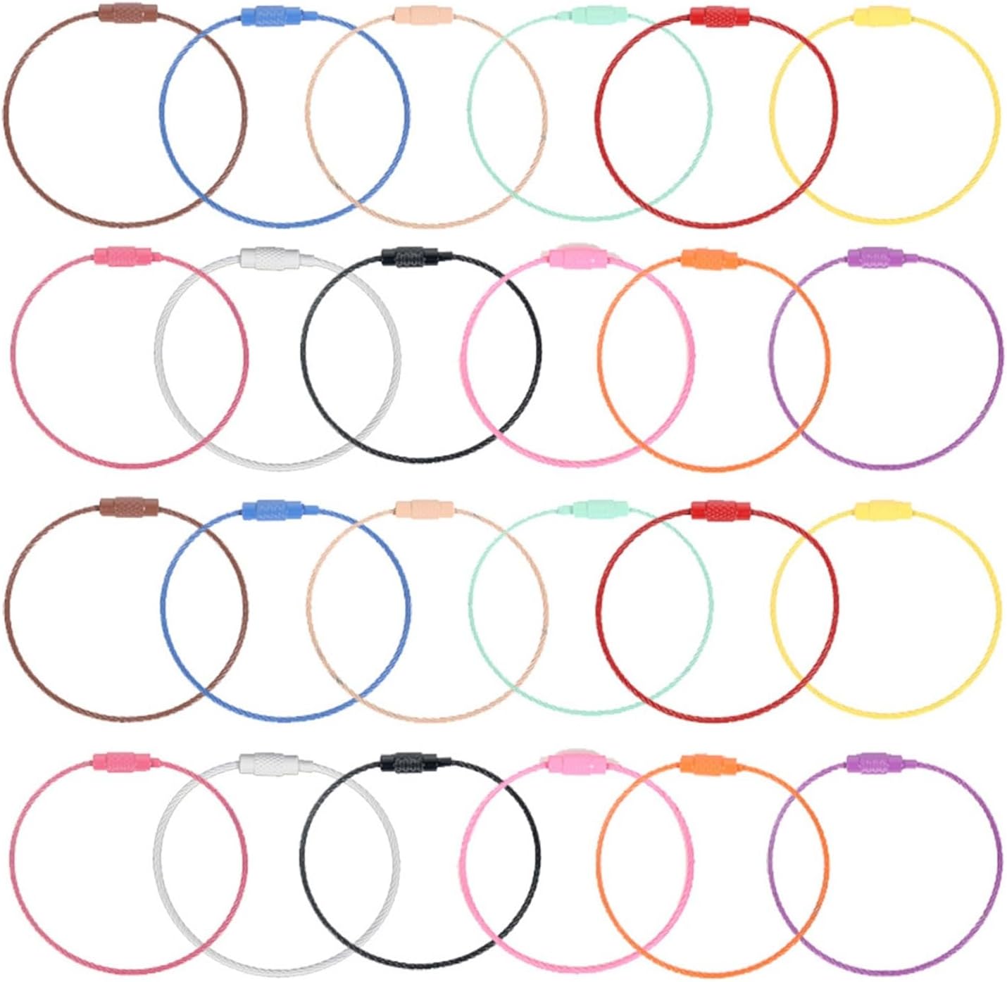 Cable Key Rings, Key Ring Loop, Keychain Multicolor 10pcs 50mm Multipurpose Steel Wire DIY Handmade Keychains Accessories