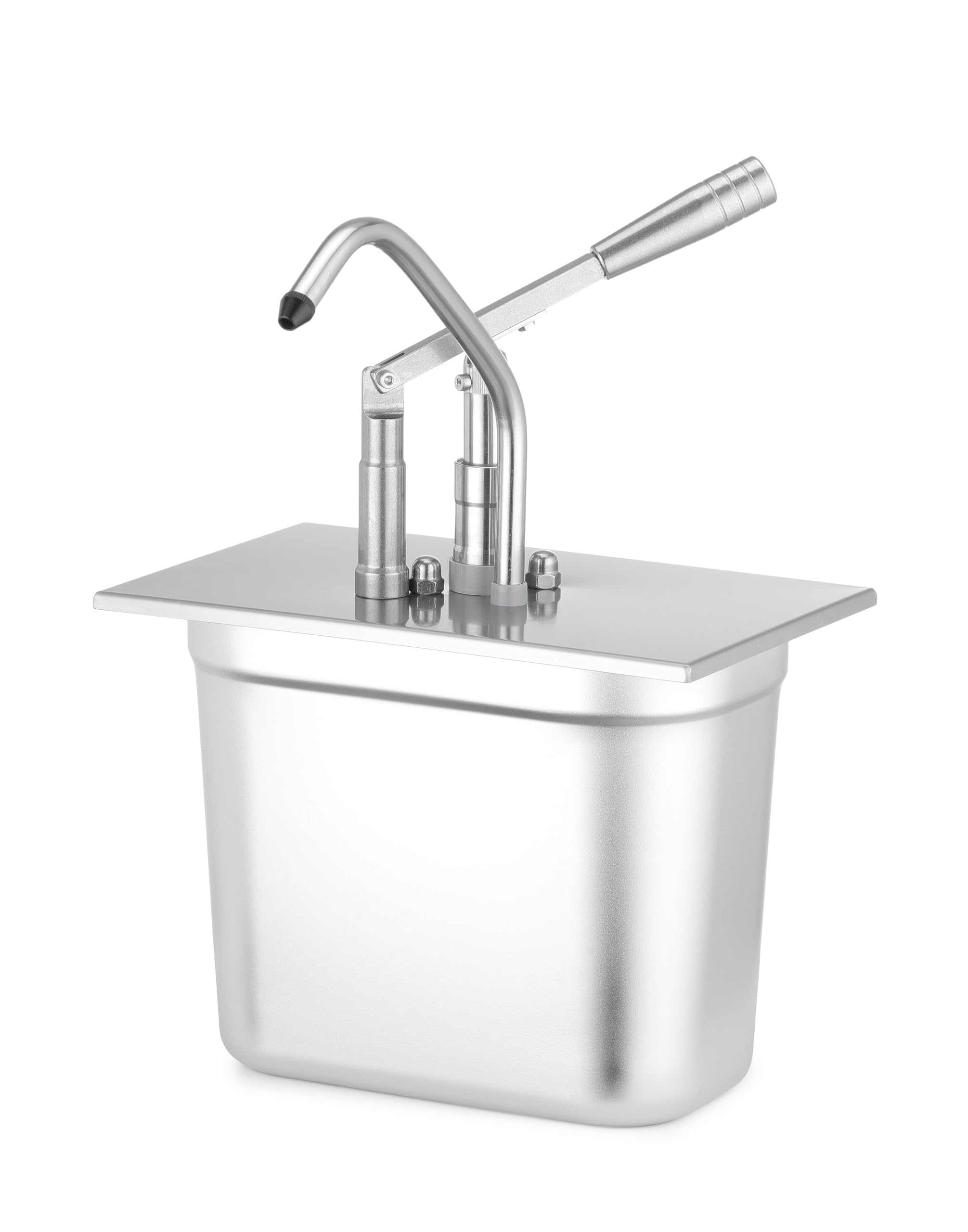 HENDI Gastronorm Deckel mit Spender, für GN1/4 Behälter, ergonomische Dosierpumpe, leicht zu reinigen, Saucenportion: 30 ml, Saucenspender, Soßenspender, 270x165mm, Edelstahl, Polypropylen