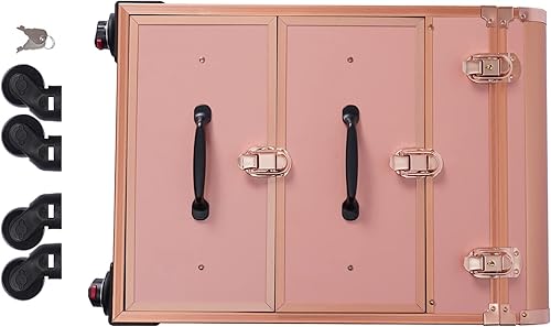 Miniatura 7 de Estuche de tren de maquillaje rodante profesional, estuche de viaje con cerraduras, organizador de almacenamiento de maquillaje de viaje,