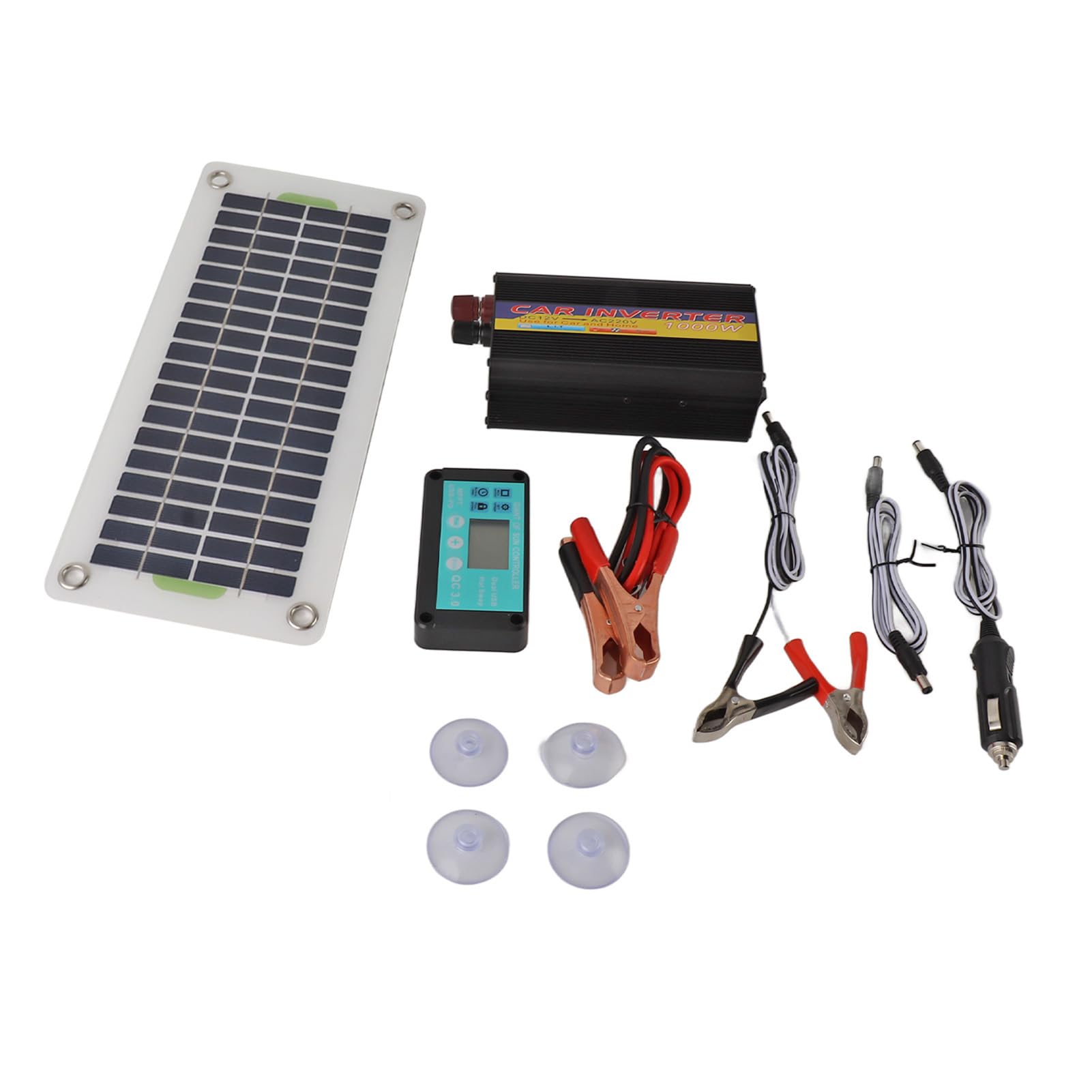 Denash 30W Effiziente Polykristalline Silizium -Solarpanel mit MPPT -Ladungsregler und 1000W Wechselrichter für Schnelle Batterieladungen für Alle Arten von Batteriewagen ABS Material Geeignet
