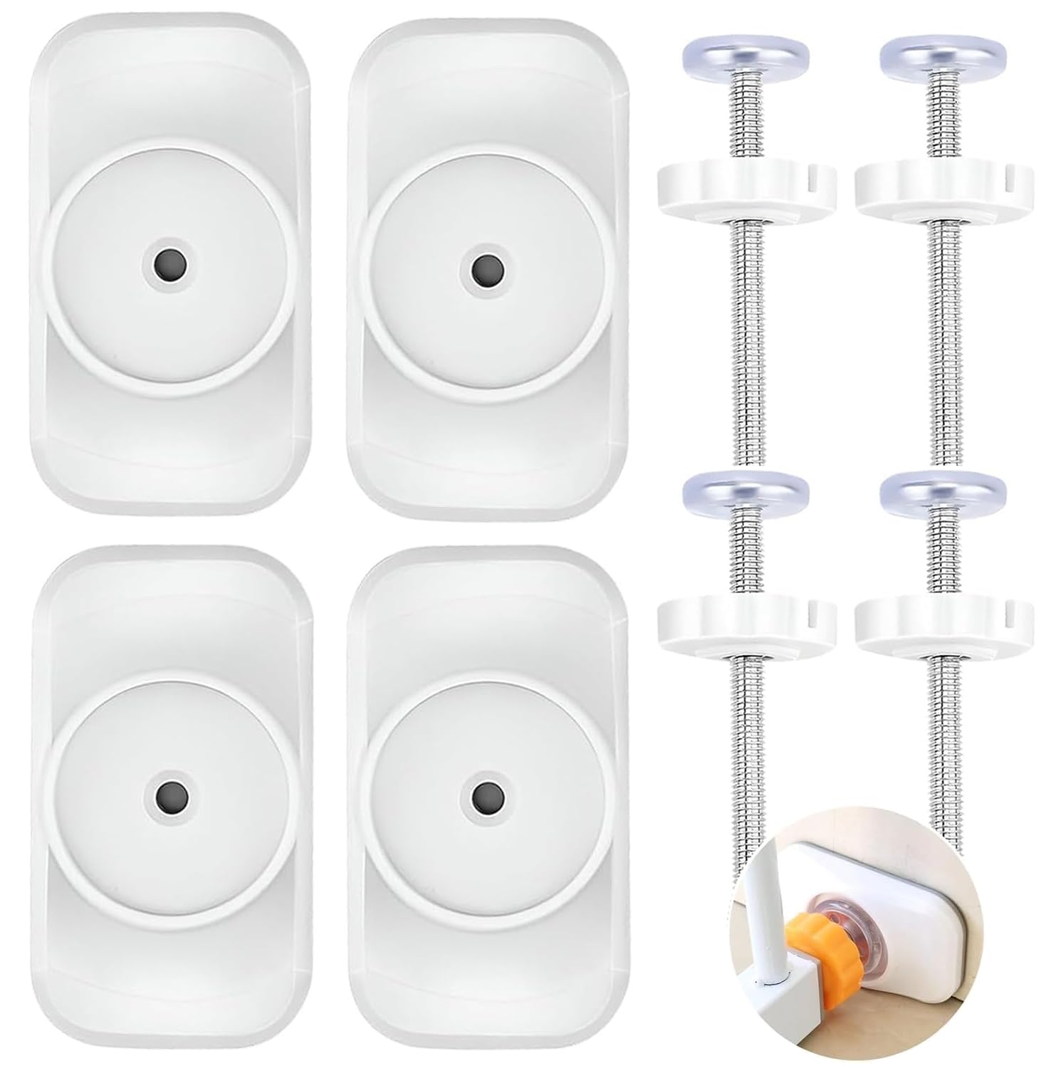 8 x Verlängerungsstangen-Set für Babygitter, 4 x Wandschutzpolster für Babygitter, mit 4 Kompressionsbolzen, Teleskopstück zum Schutz von Babys, Haustieren, Installation von Sicherheitsgittern