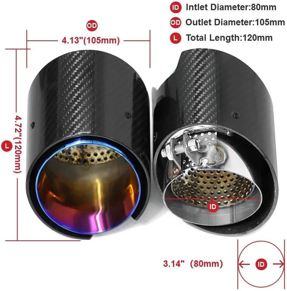 Spare Parts 4 PCS Exhaust Tips For BMW M2 M3 M4 G80 G82 G83 G87 Performance Stainless Steel Exhaust System Tailpipe(Blue)