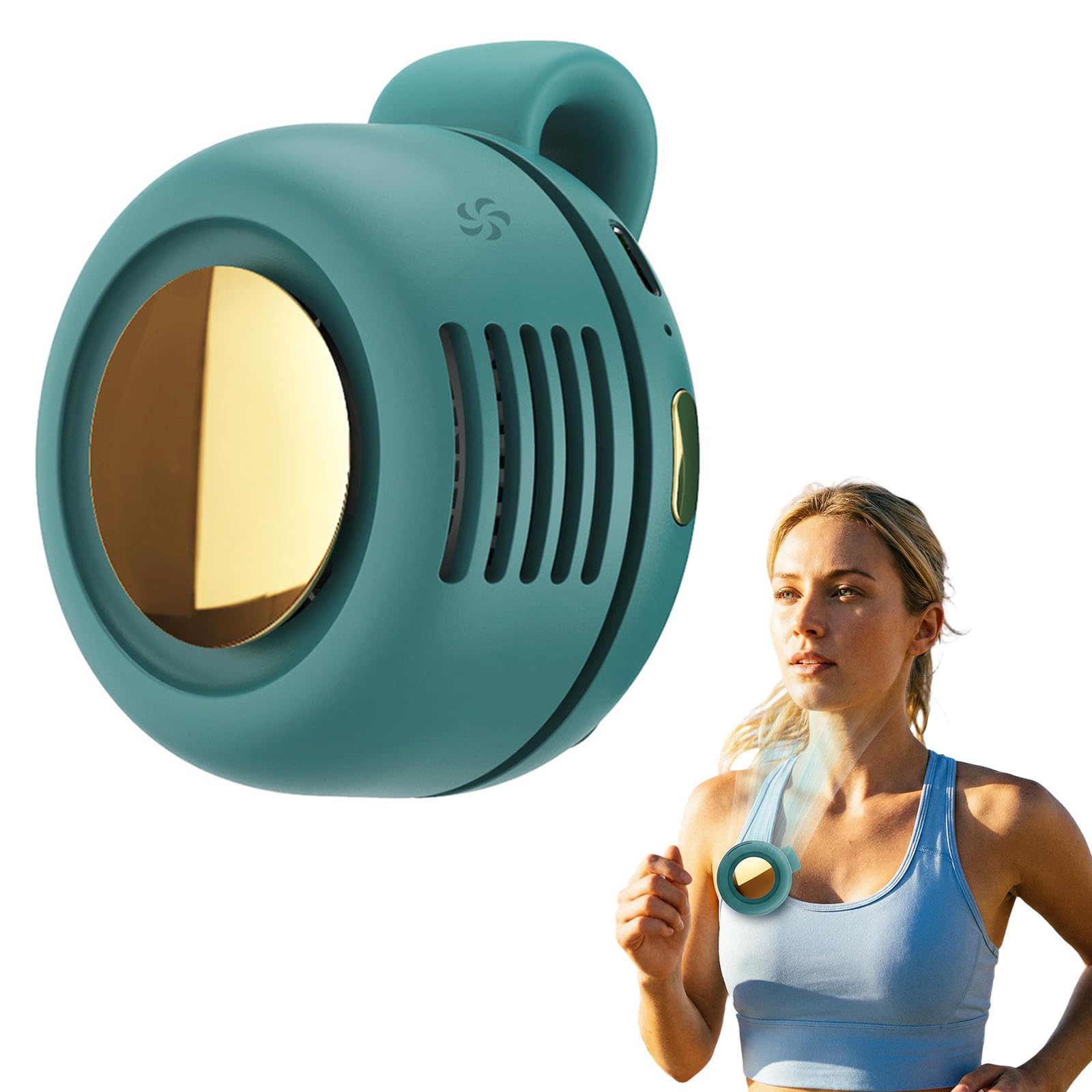 Silent Mini Bladeless Fan, 2026 New Clip On Fan for Clothes with 3 Fan Speeds, 360° Rotating Portable Silent Mini Bladeless Electric Fan, Rechargeable Clip-On Hands-Free Fans for Outdoor (Green)