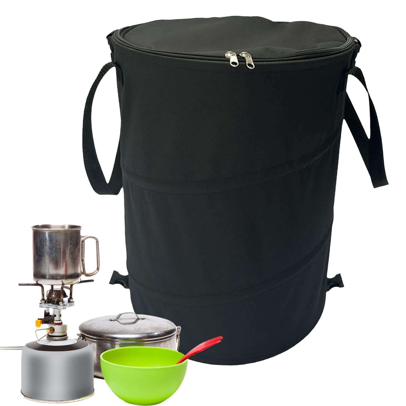Faltbarer Camping Mülleimer | 37 L Pop Up Mülleimer Fürs Auto | Faltbar Abfalleimer | Müllsackständer | Multifunktional Lagereimer Mit Deckel | Gartenabfallbeutel Mit Reißverschluss