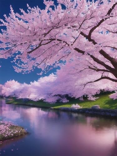 クロスステッチ刺繍 キット 図柄印刷 11CT 桜 クロスステッチ キット 上級者 40x50cm DIY 図柄印刷 ホームの装飾 刺しゅうホビー 手作りインテリア 刺しゅうパターンのサムネイル