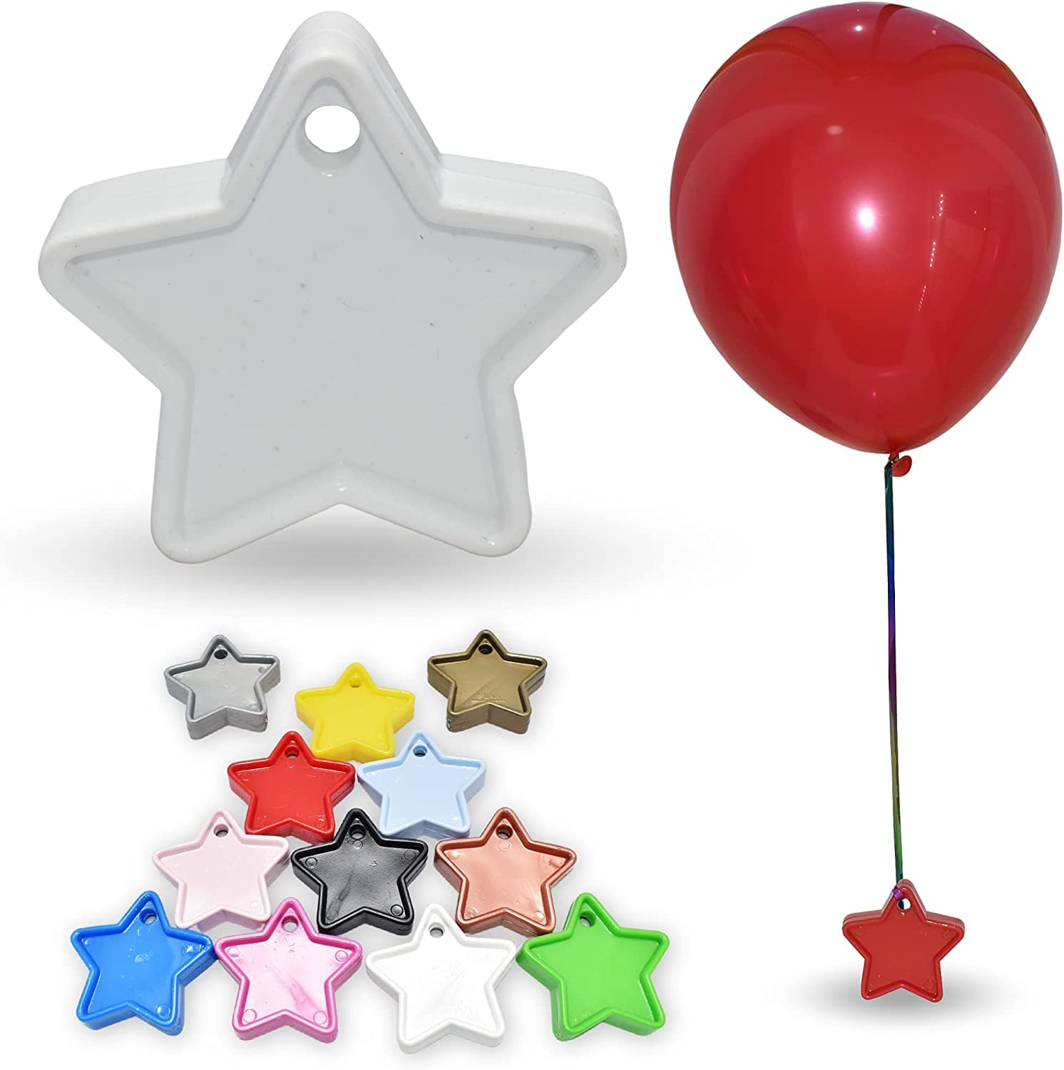 Pannu Design Heavy Duty Star Shape Weights For Helium Balloons Multi Colour Weights Balloons Pack of 5, 10 & 25 For Birthday Party Decoration, Baby Shower Balloon (White, Pack of 25)