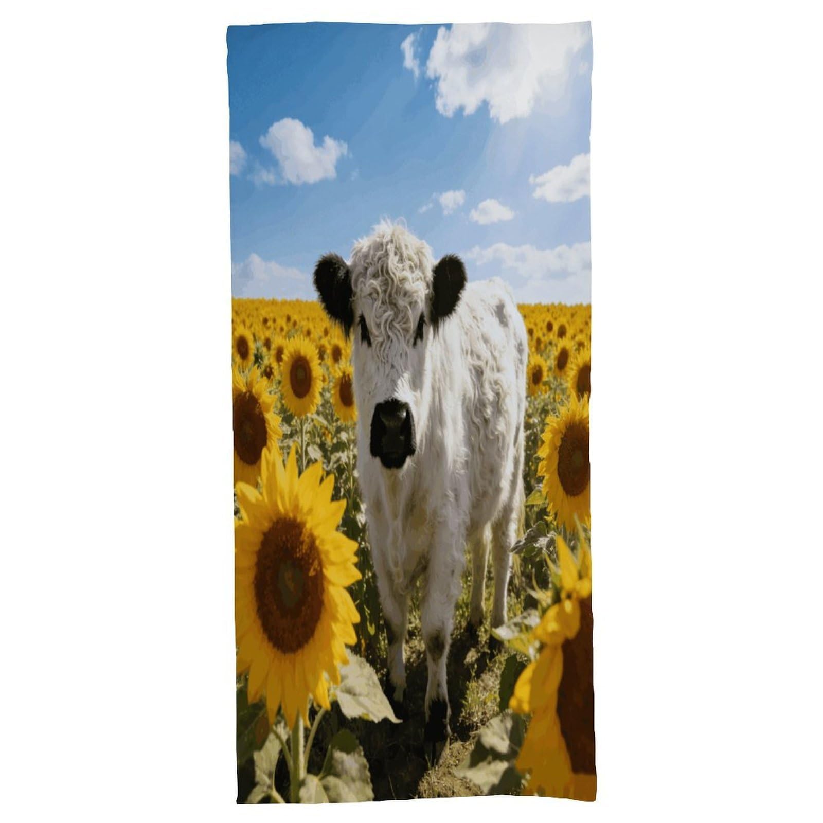 Fodpand Style Western Highland Cow Sunflowers Bath Towel, Highly Absorbent & Quick Drying Beach Towel, Compact & Lightweight Pool Towel For Bathroom, Beach, Pool, Gym, Spa, And Hotel Use