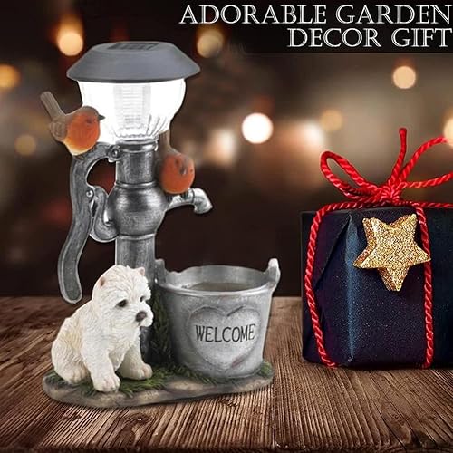 Miniatura 6 de Estatuas de jardín para exteriores, luz solar para perro, adornos de jardín solar para exteriores, linda figura de perro, adornos de jardín con
