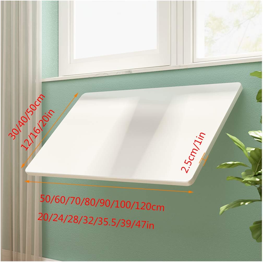 Heavy Duty Folding Wall-Mounted Table,Convenient Balcony Dining Table,Foldable Home Kitchen,Office Computer Desk,Maximum Load 80kg,White (60x30/24x12in)