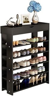 Soges 5-Tier Shoe Rack 29.5 inches Wooden Shoe Storage Shelf Shoe Organizer, Black L24-XBK