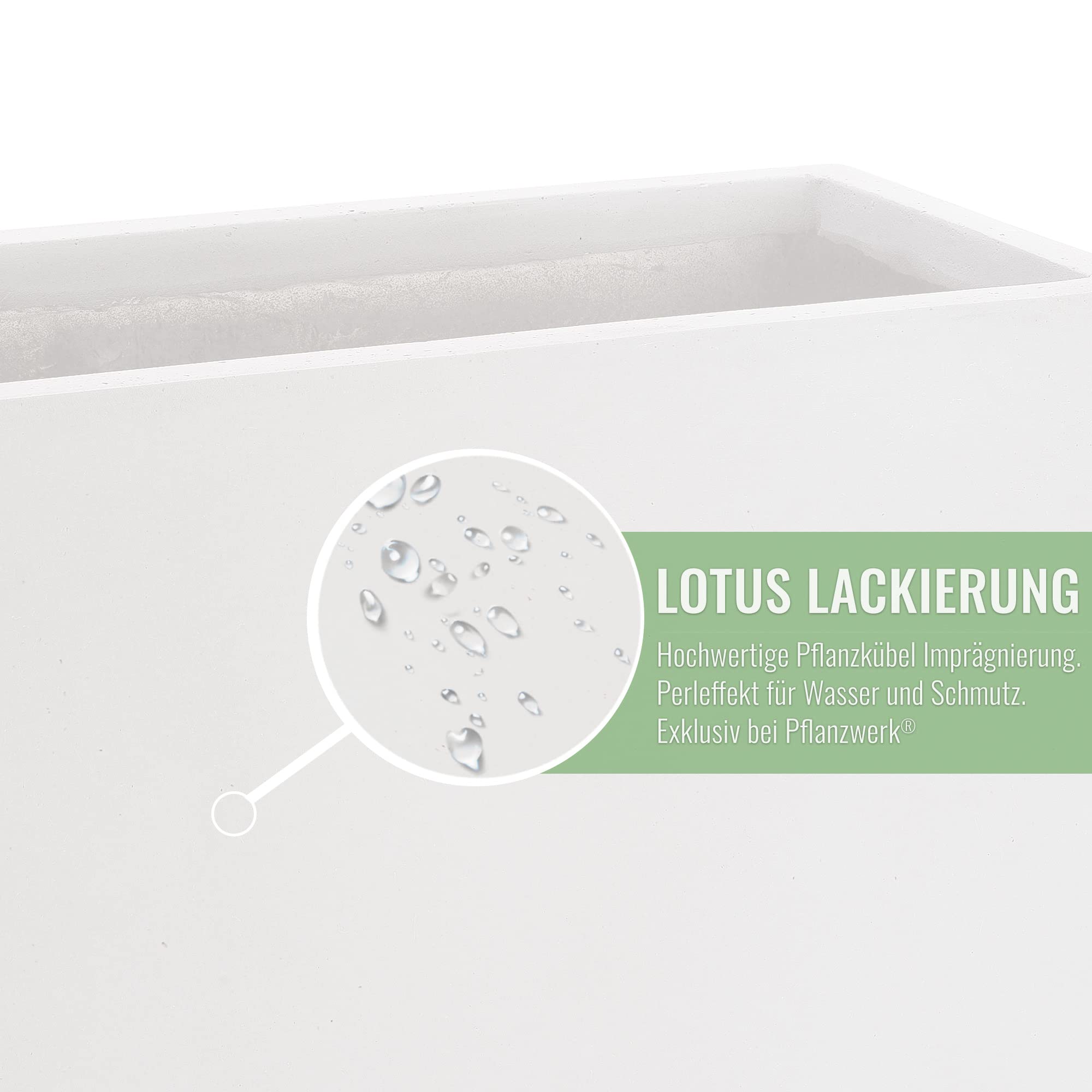 Pflanzwerk® Pflanzkübel TUB Weiss 17x50x17cm XXL – Rechteckig – Großer Fiberglas Blumenkübel für Garten & Fensterbank außen und innen - Frostbeständig - UV-Schutz - Markenqualität