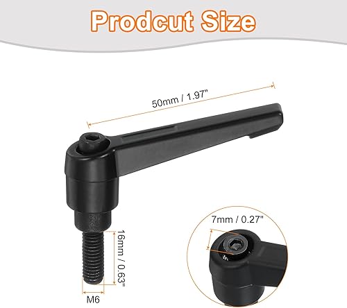 Miniatura 108 de uxcell 3 perillas ajustables M8 x 3.150 in, mango de rosca macho, botón de trinquete de liberación rápida, perno giratorio para maquinaria de torno