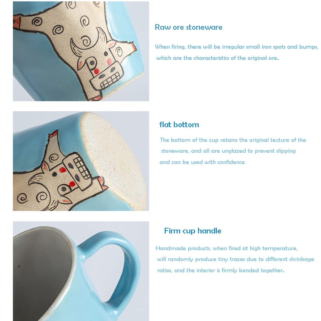 Kaffeetasse Becher keramischer kreativer handgemachter Kaffeetasse Großraum-Haushalts-Trinkbecher handgemaltes Muster Interessante Tasse Teetasse (Color : A)