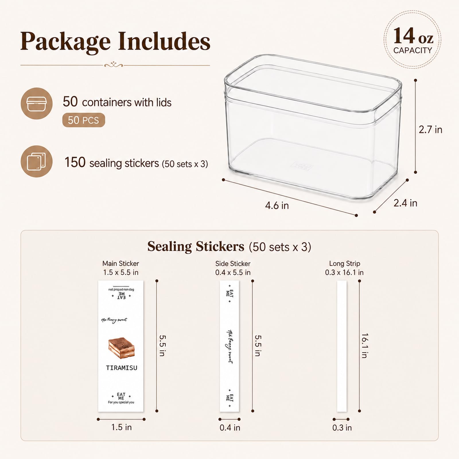 50 Pièces Gobelets à Dessert en Plastique avec Couvercles, 410ml Coupes à Dessert Carrées Coupe Apéritif Parfait Clair Bol de Service Réutilisable pour Pudding Mousse Party et idéal pour Tiramisu