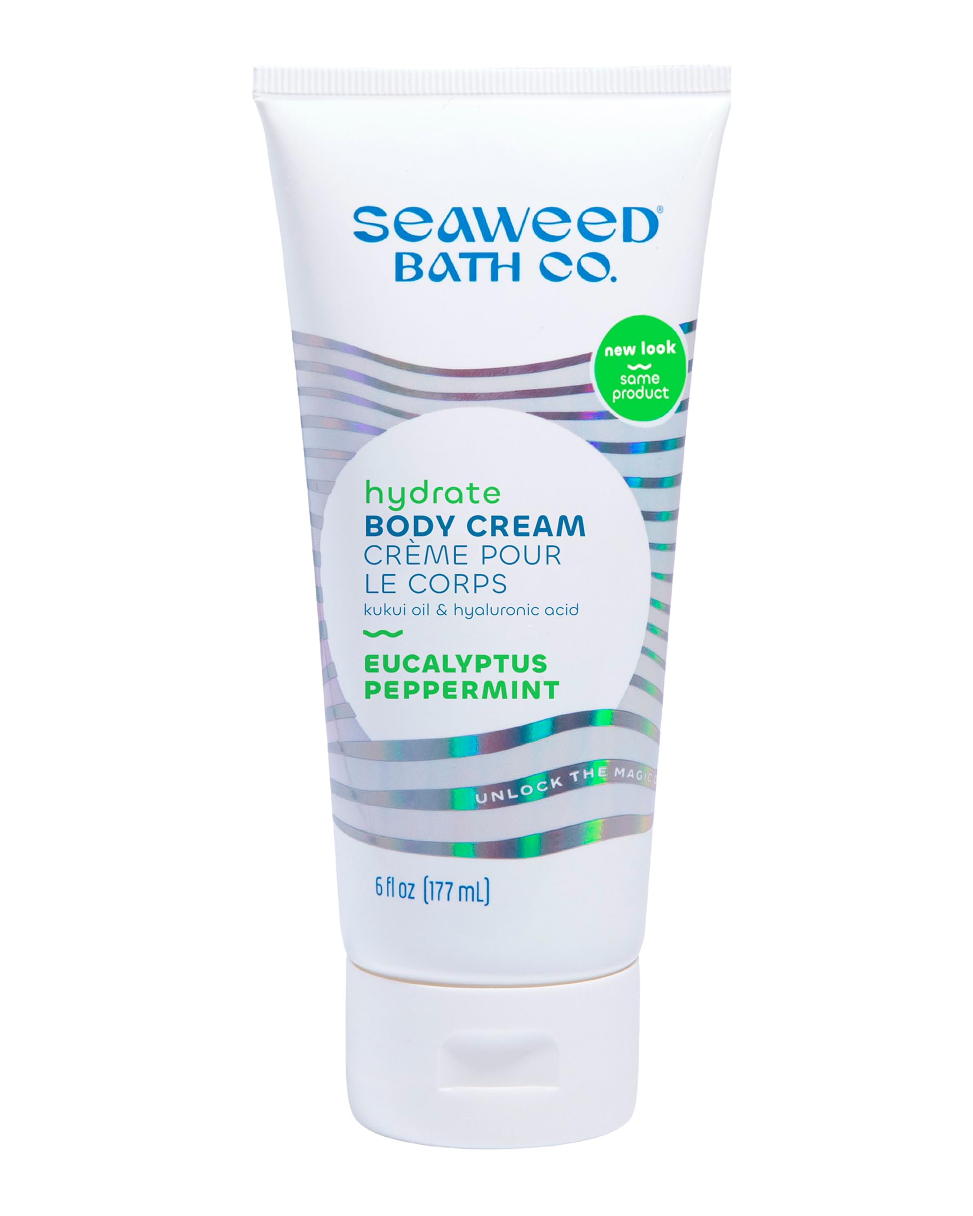 Seaweed Bath Co. Hydrate Body Cream - Eucalyptus Peppermint - Hydrating Scented Moisturizer for Body and Hands - With Vitamin E, Hyaluronic Acid and Shea Butter for Dry Skin - 6 oz