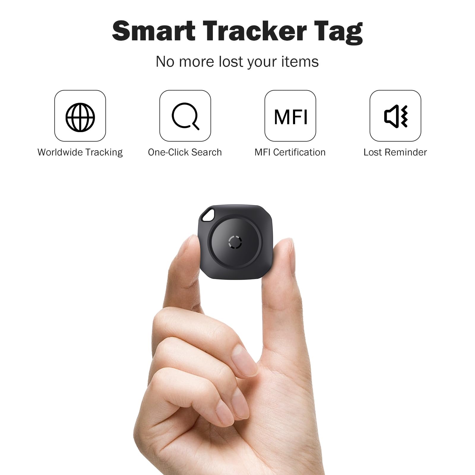 Air Tracker Tag Individuatore chiavi per iOS, Smart Tag compatibile con Apple Dove è? App (solo iOS), chiavi per valigie, viaggi, portafogli, bagagli, zaini, batterie sostituibili – 4 confezioni