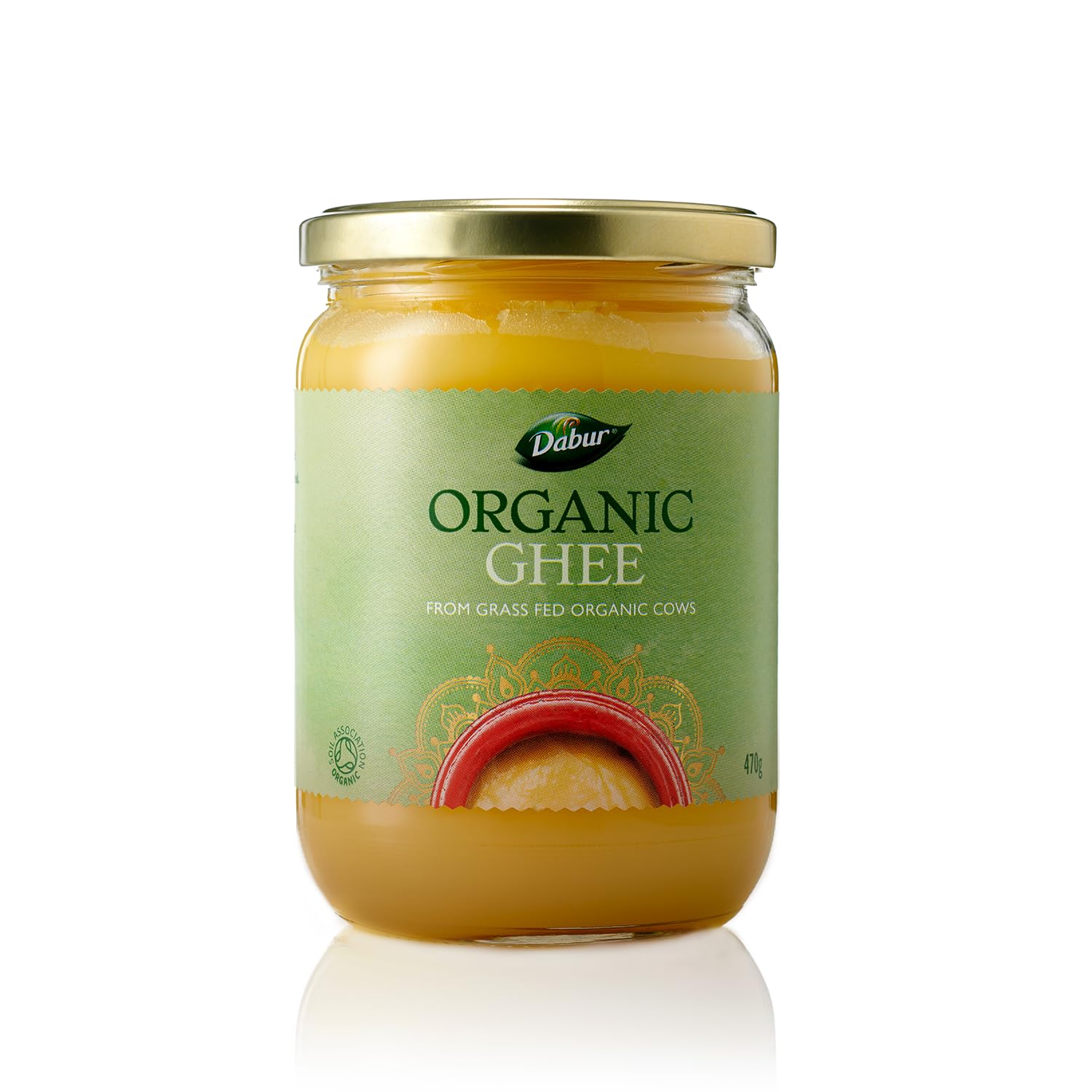 Dabur Ghee Biologique 470g - 100% Beurre Bio pour Saveur Riche et Texture Lisse, Idéal pour Cuisiner et Pâtisser, Renforce la Digestion, Peau Saine