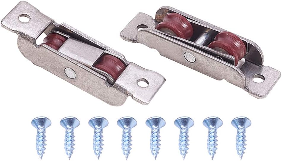 Yinpecly Nylon Electroplating Wheel Sliding Door Window Pulley 64 x 15.8 mm / 2.52 x 0.62 inch (L x W) Stainless Steel Shell for Sliding Door Window Cabinet, Silver 4Pcs