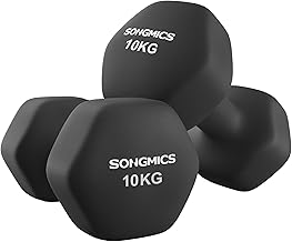 SONGMICS Set of 2 Dumbbells Hexagonal Dumbbells with Vinyl Surface for Fitness, Exercise, Training, Home Gym