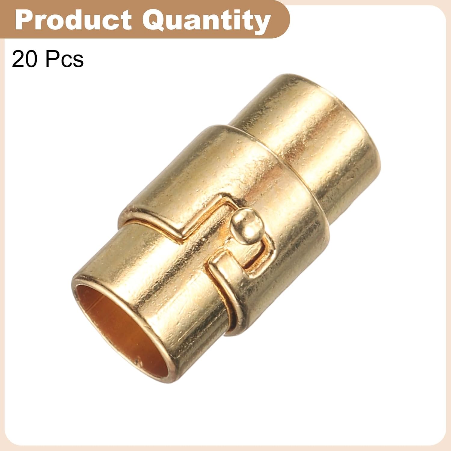 HARFINGTON 20pcs Leather Cord End Clasp 7mm Hole Magnetic Cord End Caps Closures Leather Bracelet Buckle for Jewelry Making DIY Supplies Crafts, Rose Gold