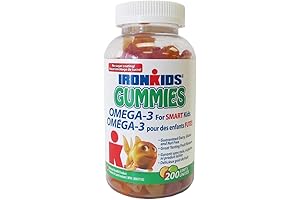 IronKids Gummy Supplements for Iron and Omega 3 Essential Fatty Acids (200 Gummies)
