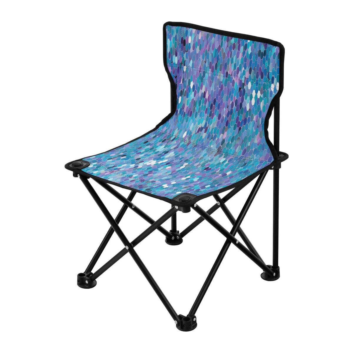 Sedia da campeggio pieghevole con paillettes blu per adulti e bambini, sedia pieghevole leggera adatta per esterni. Sedie per spiaggia, prato, campeggio, pesca e giardino