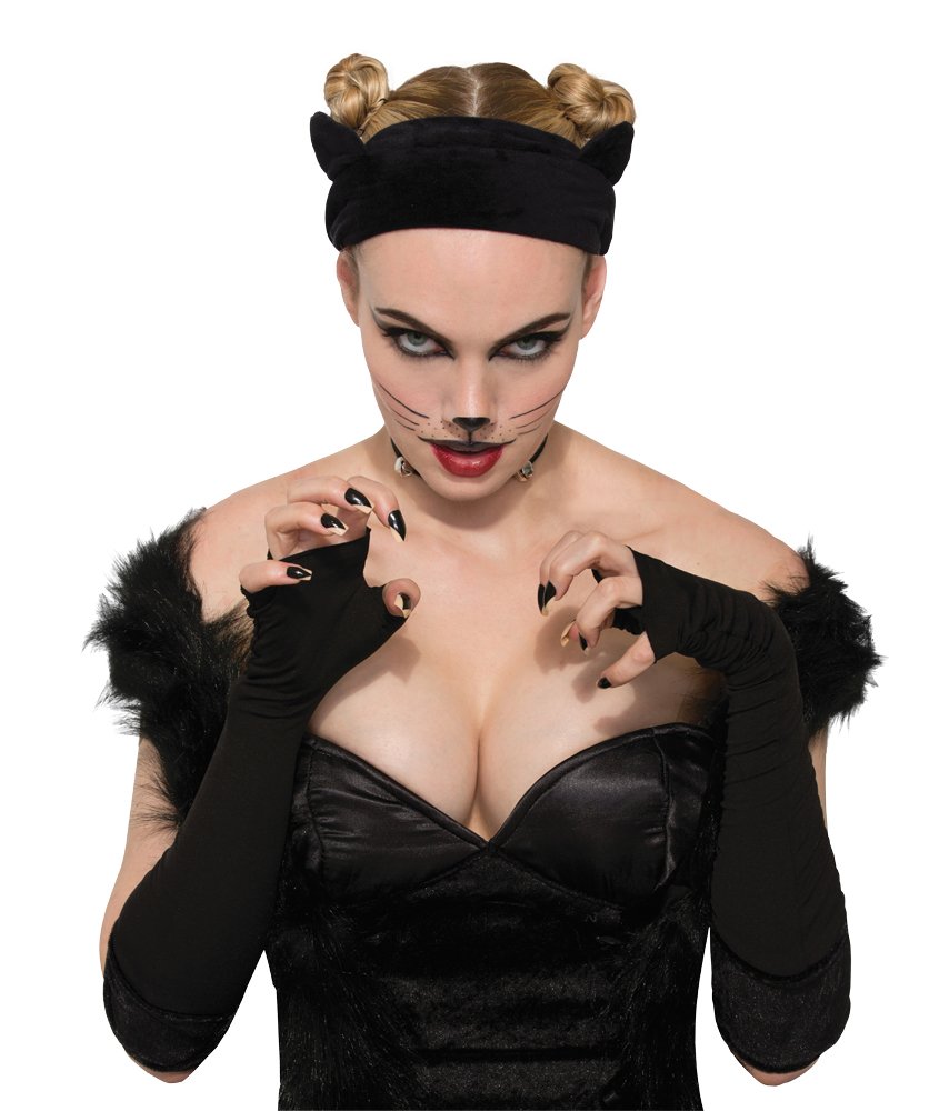 Black Cat Ears on Soft Velvet Headband