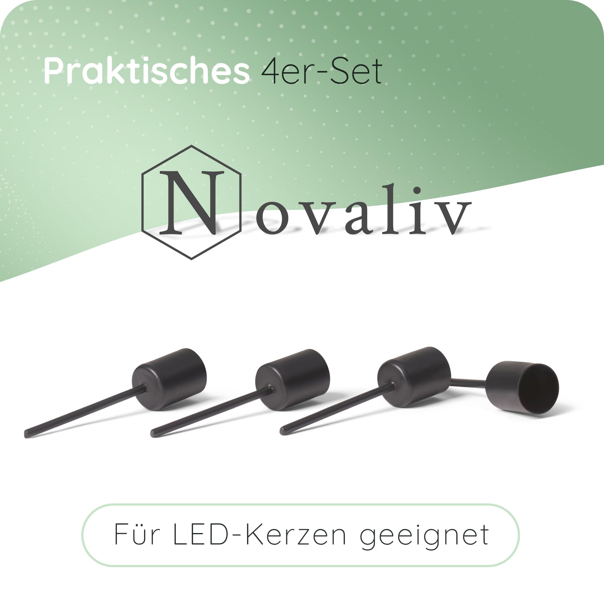Novaliv Portacandele In Ferro Battuto - Set Da 4 Pezzi, Colore Nero, Per Candele Da 2 Cm