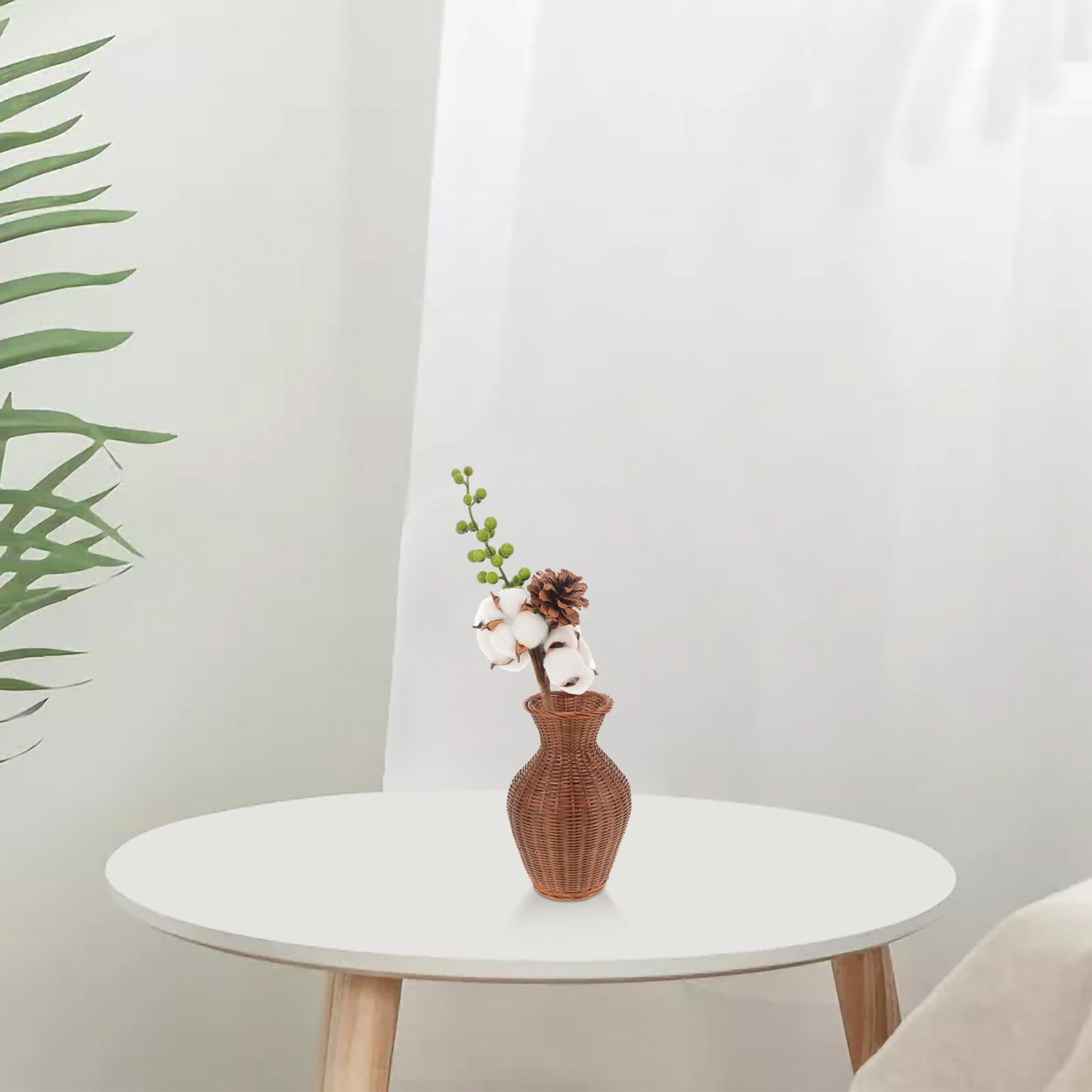 UKCOCO Lot de 4 Tiges de Fleurs de Coton Séchées Vertes, Branche Décorative Naturelle, Bouquet de Coton Artificiel pour Décoration Maison, Mariage, Fête et DIY, Style Nordique,