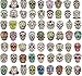 Sugar Skull Stickers Pack, Laptop Skull Decals for Dia De Los Muertos, Mexican Day of Dead Sticker for Water Bottle, Luggage, Bike, Computer, Skateboard Vinyl Decal Pack, 60 Styles (180 Pieces)