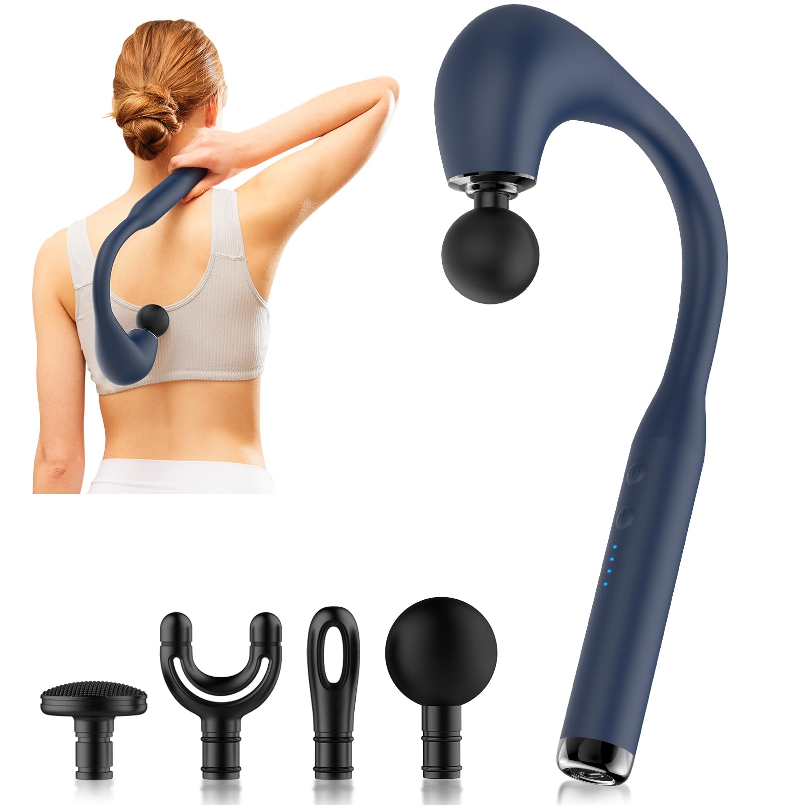 Massage Gun Deep Tissue with Extended Handle Revolutionary U-Shaped Back Massager Body Massager for Neck Shoulder Leg Dark
