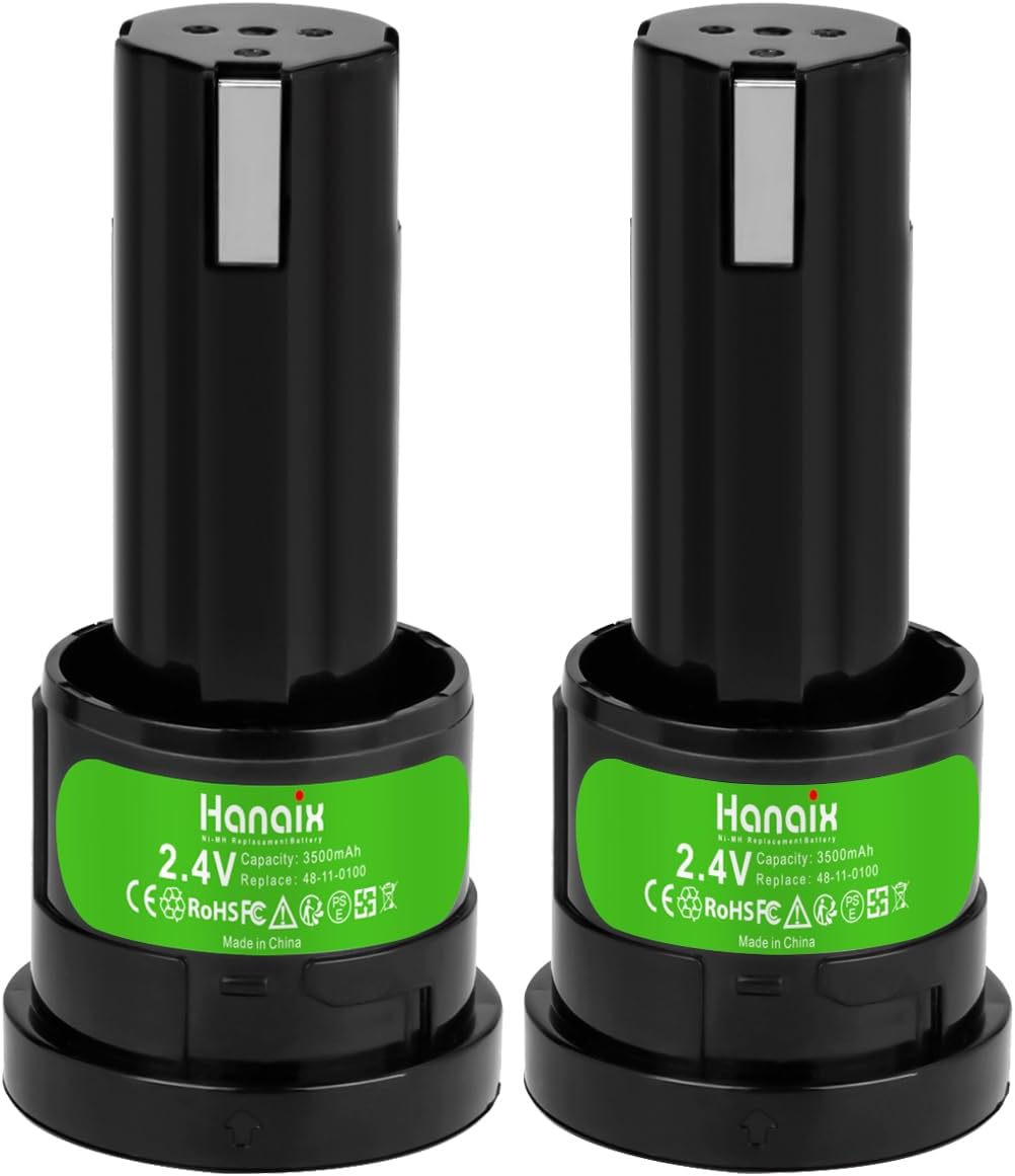 2Pack 3500mAh NI-MH Battery Replacement for Milwaukee 2.4v Battery 48-11-0100 6538-1 6539-1 6539-6 6540-1 6545-6 6546-1 6546-6 6547-1 6547-22 6550-20