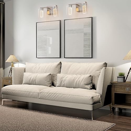 Miniatura 3 de SineRise Lámpara de tocador de 2 luces de níquel cepillado con 3 modos de color (3000 K4000 K6000 K), lámpara LED de baño con protección ocular, luz