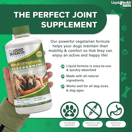 Miniatura 2 de LIQUIDHEALTH Glucosamina líquida vegetariana K9 de 32 onzas para todos los perros, condroitina, MSM, Omega 3, ácido hialurónico antioxidantes, salud