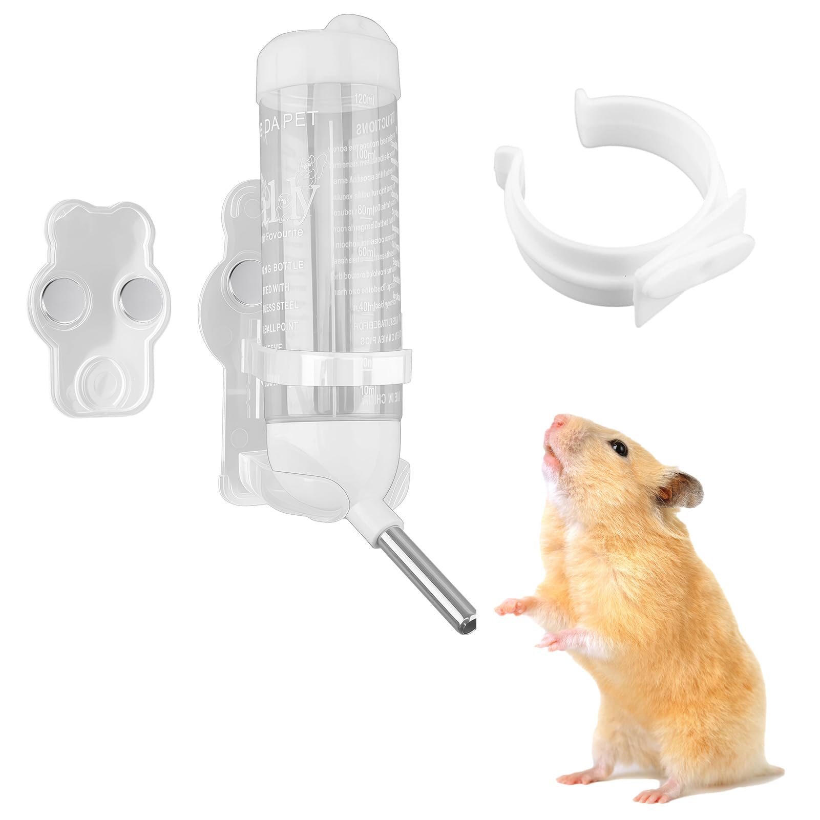 SureFly Hamster Cage with Water Bottle & Stand, Large Habitat for Syrian Hamsters, Gerbils & Mice, Includes Deep Base for Bedding, Ventilation Design & Easy Clean Access, White