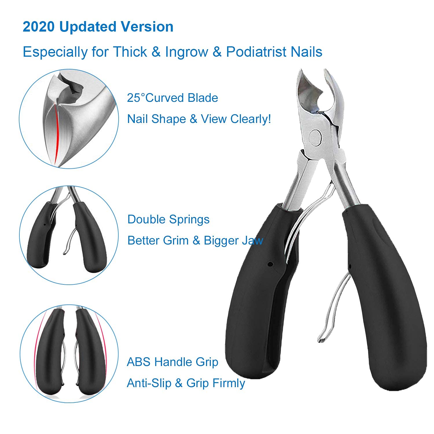 Thick Toenail Clippers, Mens Nail Clippers for Large Big Thick Nail and Toenail Senior Nail Clippers with Easy Grip Rubber Handle for Podiatrist/Ingrown/Seniors/Professional : Beauty & Personal Care