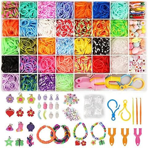 2500+ Loom Bands Kit, 30 Colors Loom Rubber Bands for DIY Refill Bracelet Making Craft Kits, Loom Twist Bands with More Accessories in 40 Grids Storage Case for Party, X-mas Birthday Gift for Kids Cover